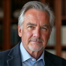Ritratto di Luca, uomo distinto di circa 40 anni, con un'espressione pensosa e determinata.