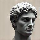 Busto di Epitteto con sfondo di un'interfaccia di un'app per la regolazione emotiva