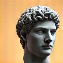 Busto di Marco Aurelio con sfondo di un'interfaccia di journaling digitale