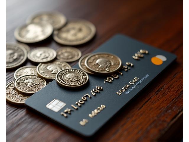 Pile di monete romane antiche accanto a moderne carte di credito e un simbolo di rimborso, su un tavolo di legno scuro, simboleggiante la gestione finanziaria e la trasparenza commerciale.